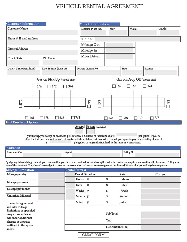 Private Car Rental Agreement Template - (Pro Version)