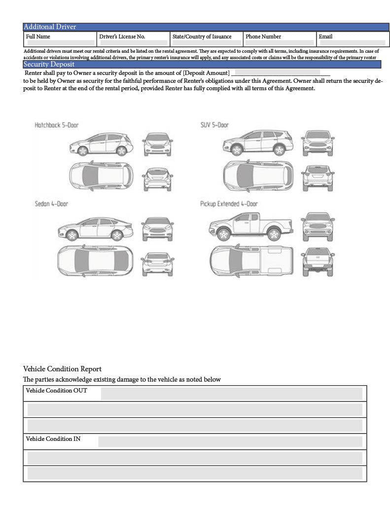 Private Car Rental Agreement Template - (Pro Version)