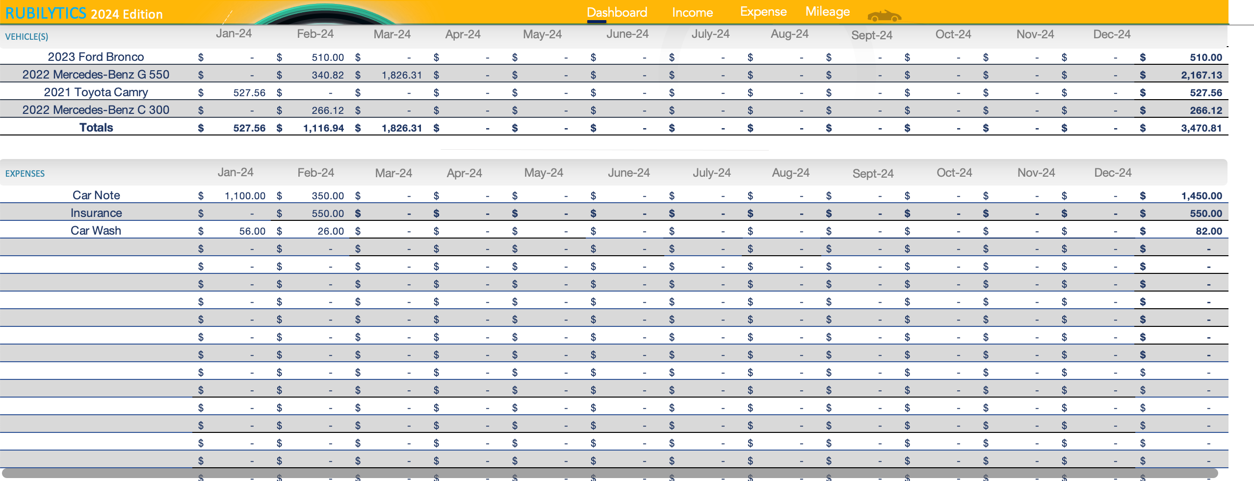 Rubilytics Income & Expense Tracker - 2024 Lite Version