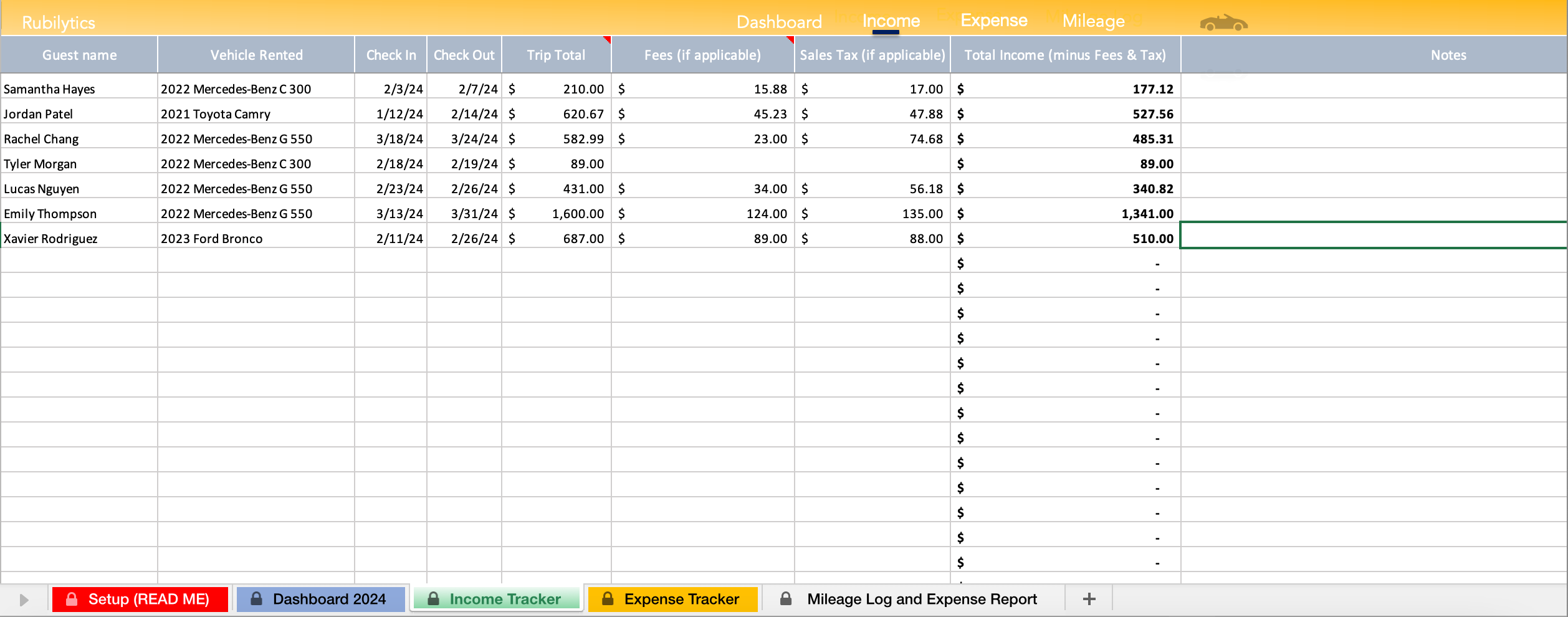 Rubilytics Income & Expense Tracker - 2024 Lite Version