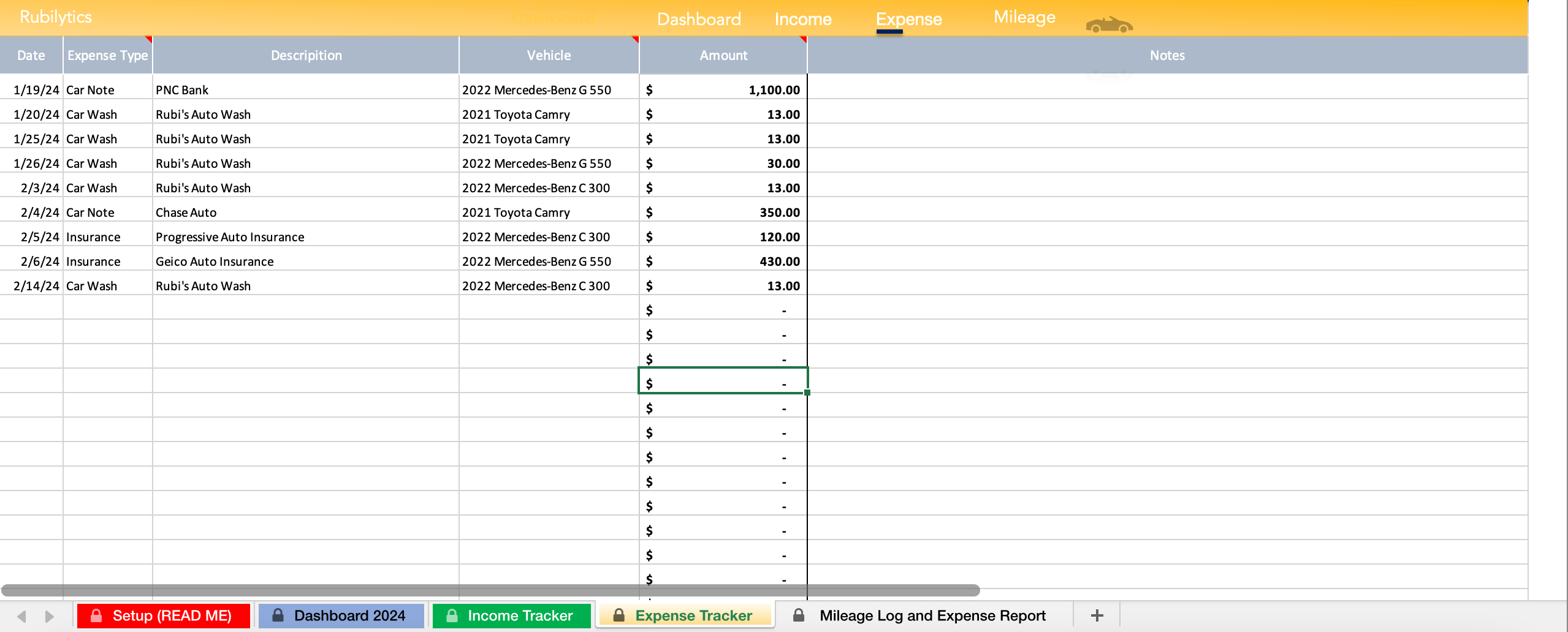 Rubilytics Income & Expense Tracker - 2024 Lite Version