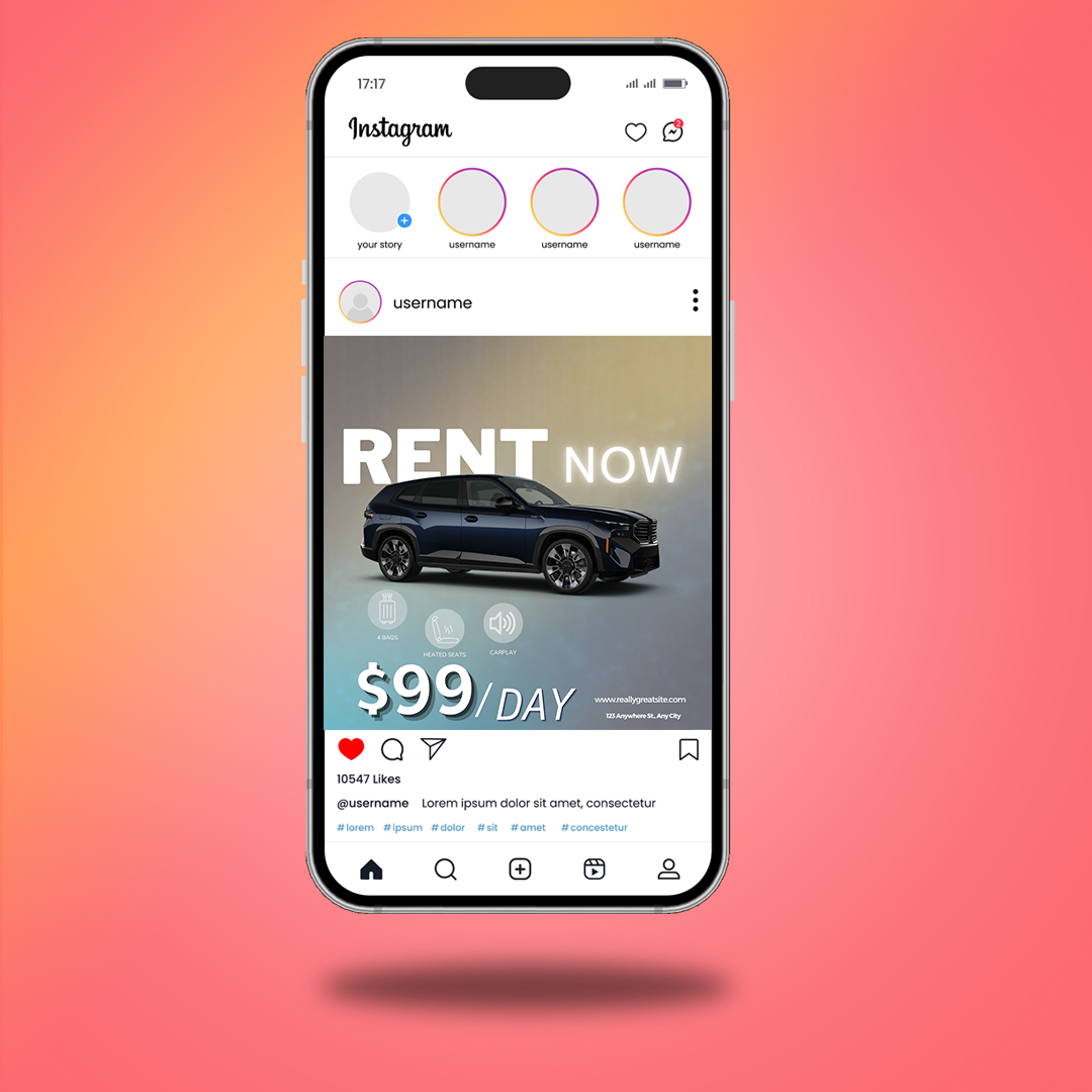 Premium Editable Template | Car Rental Social Flyer 0007